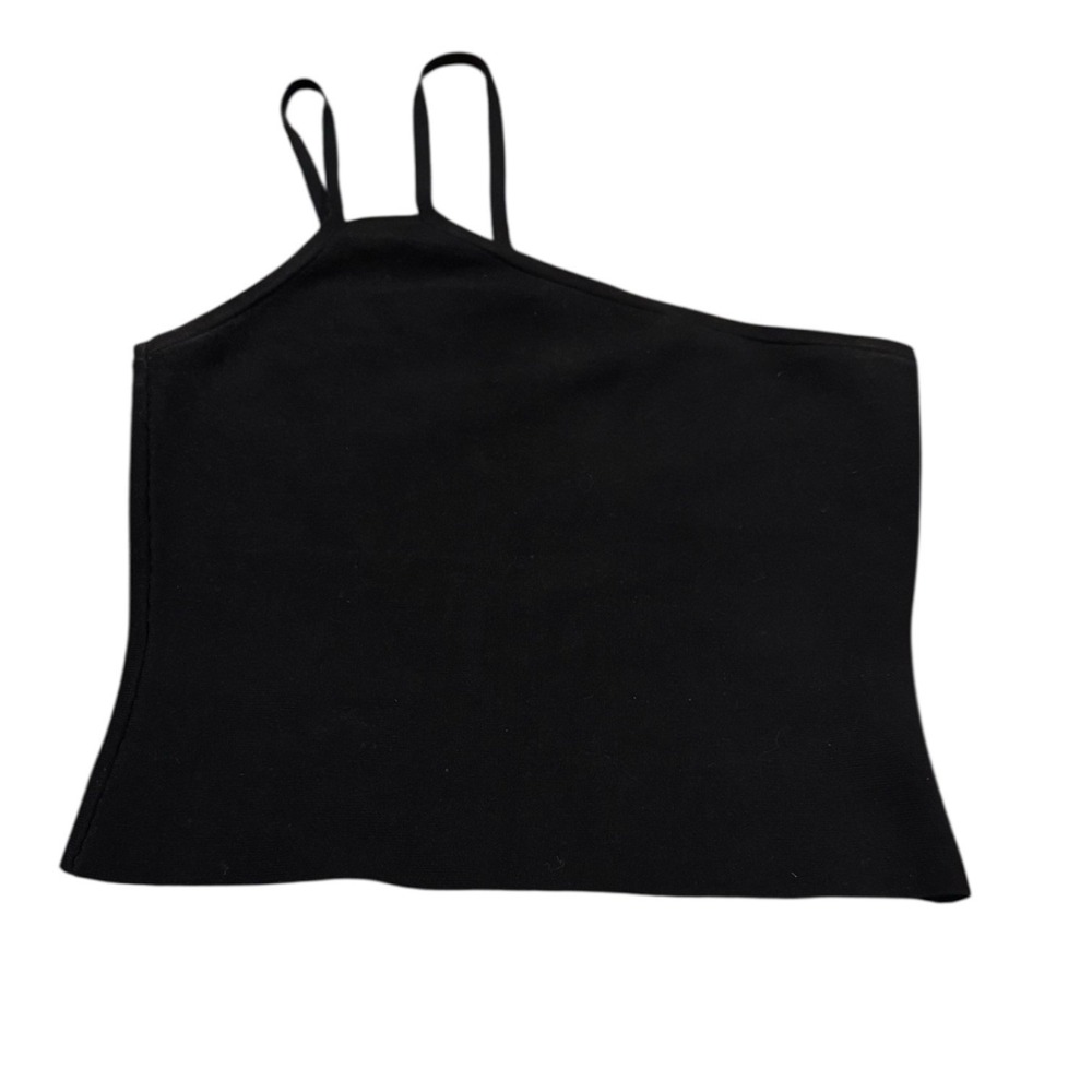 Halston Heritage Revolve One Shoulder Black Asymmetrical Crop‎ Top Y2K Minimal S
